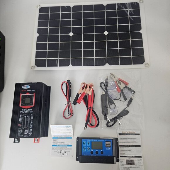 Solar Inverter Kit 18W Solar Panel 6000W Car Power Inverter LCD 30A Solar Charge - Picture 8 of 16